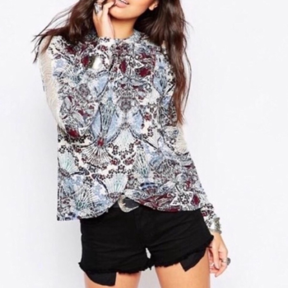 Free People New World Noveau Shirt Floral Size XS